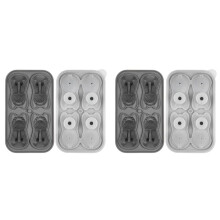 2X French Bulldog Ice- Mold, 4 Hole Fun Shapes Frenchie Bull Dog Ice- Tray for Whiskey,Cocktail,Bourbon Grey