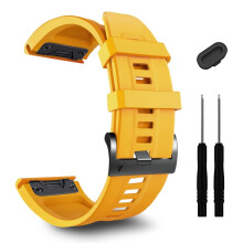 Watch Band 26mm Yellow Silicone Strap, Quick Release Water Resistant Replacement for Garmin Fenix 7X, Fenix 7X Pro 51mm and 6X Series