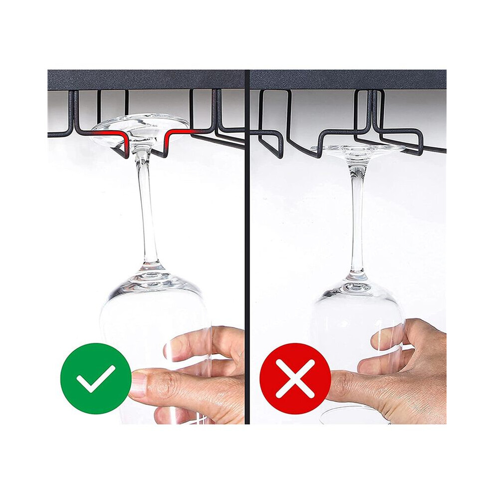 3X Wine Glass Rack Under Cabinet,3 Rows Hanging Stemware Rack Metal Glasses Holder Storage Hanger for Kitchen,Bar,Etc