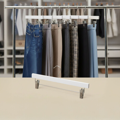 Juego de 12 perchas de madera para pantalones 1