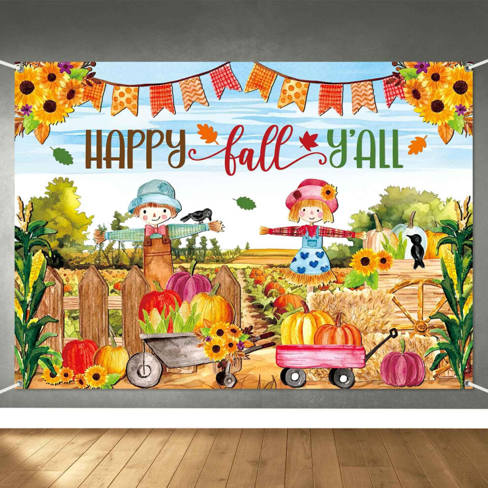 8X6ft Fall Pumpkin Patch Backdrop For Photography, Large Autumn Harvest Photo Background, Reusable Fabric 9073542162278