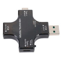 2X Tester USB C, 2 nel 1 Tester USB Tipo C Schermo un Colori Multimetro Digitale IPS,Tensione,Corrente,Potenza