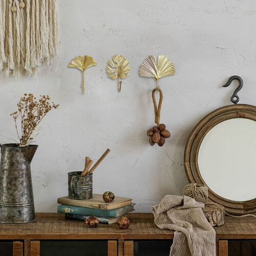 2X Vintage Coat Hooks Wall Hooks Decorative Hooks Leaf Shape Metal Towel Hooks Hanger Wall Mounted Multi-Purpose Hooks B 1