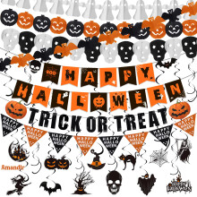 Halloween Party Decorations Hanging Kit with Banner and Swirls for Indoor Home Decor and Festive Theme