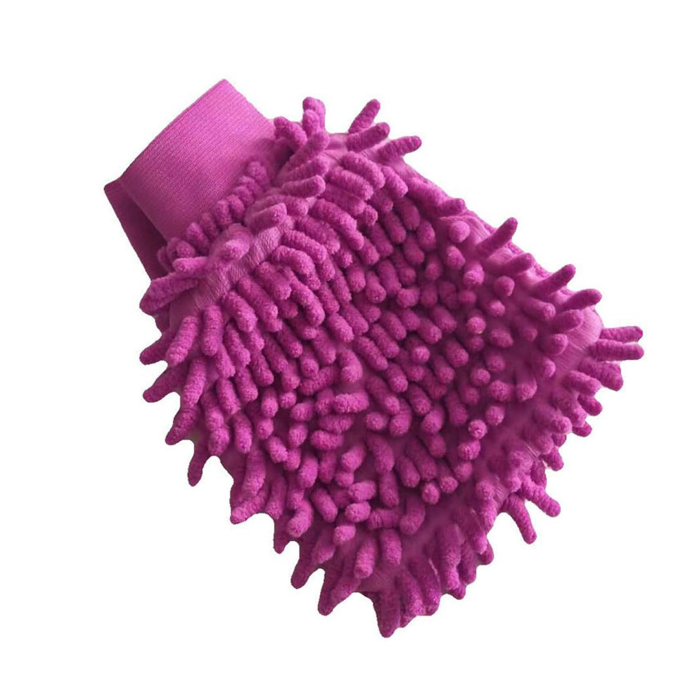 Chenille Microfiber Car Wash Mitt For Scratch Detailing And Waxing, Soft Cleaning Glove Purple 9330225498353