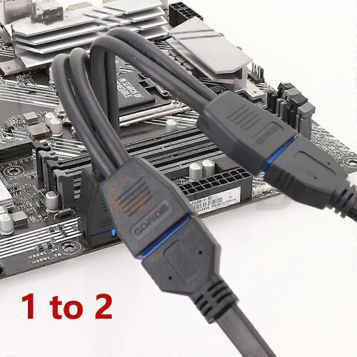 USB 3.0-headerverlengkabel, 19/20-pins 1-naar-2 Y-splitterverlengadapter 1