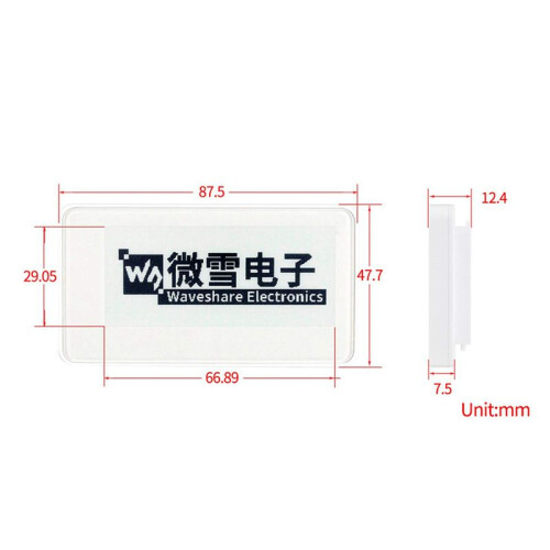 2X Waveshare 2,9 Tums Trådlös NFC-Driven EPaper Eink E Paper E-Ink Skärmmodul för Mobil Android-App, Utan Batteri 2