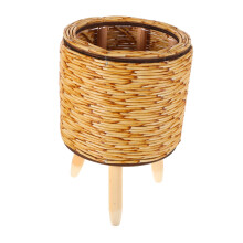 Woven Plant Stand for Indoor Plants, Handwoven Natural Grass Triangle Flower Pot Holder Decor Organizer