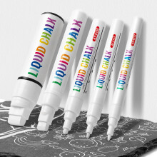 White Liquid Chalk Markers for Windows and Glass, Erasable NonToxic Set with 5 Nib Sizes and Vivid White Ink