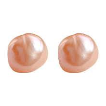 Baroque Freshwater Pearl Earrings - 8mm Pink Freeform Single Pearl Studs