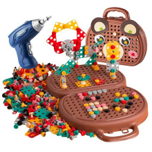 Educational Tools Toy With Drill Children Gift Wooden Tool Set Building Block