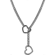 Heart O ring Slip Chain Necklace for Women Stainless Steel Cuban Chain Heart Necklace Punk Rock Collar Necklace Handmade
