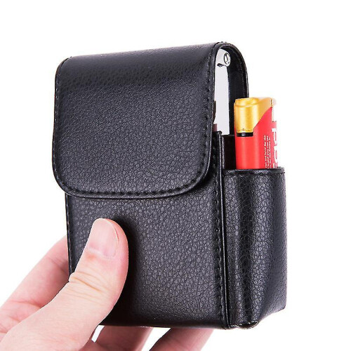 Cigarette Case With Pu Leather, Flip Lighter Bag, Business Card Caseblack