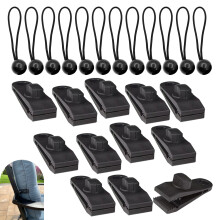 Car Cover Clips Set 12PCS Black, Windproof Car Cover Clamp with Adjustable Non‑Slip Grip for Outdoor Use