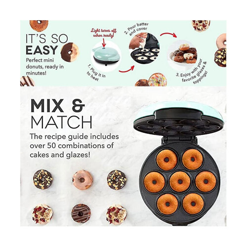 Electric Donut Maker Automatic Heating Egg Cake Bread Baking Machine 700W Kitchen Breakfast Makes 7 1