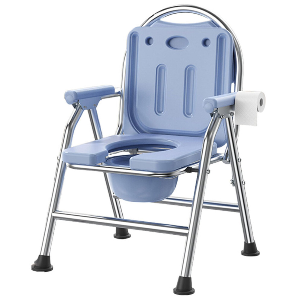 Folding Bedside Commode Chair for Elderly, Height Adjustable Shower Chair with NonâSlip Armrests and Back Support