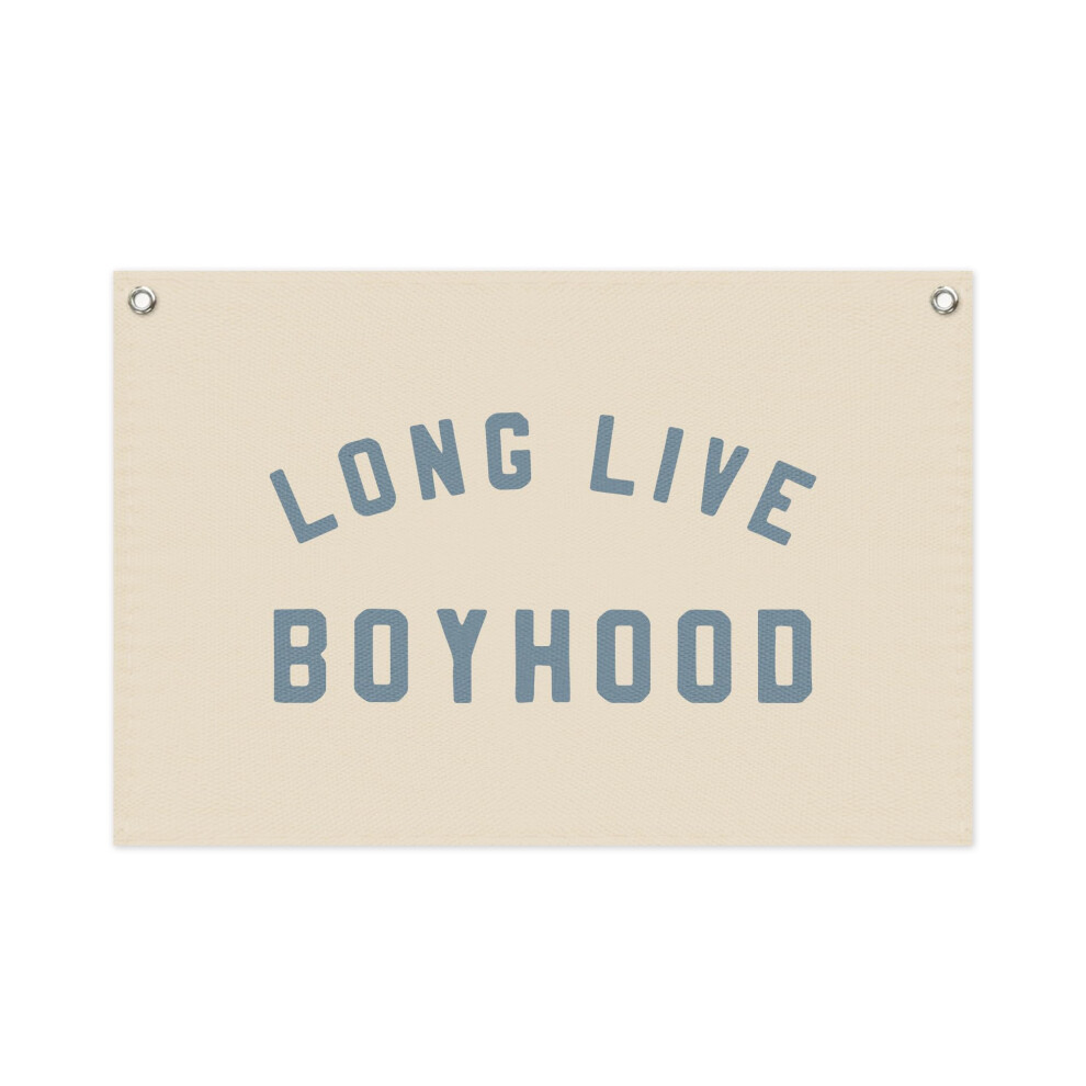 Kids Room Wall Decor Canvas Banner Boyhood 20X30 Inch Playroom Hanging Flag Modern Minimalist Style Silver