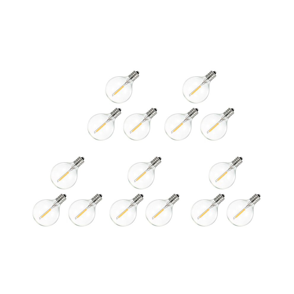 15Pcs G40 Led Replacement Bulbs, E12 Screw Base Shatterproof Led Globe Bulbs For Solar String S Warm Light/White 4713734742127