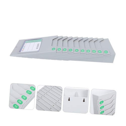 2 Pack Wall Mount Time Card Rack, Expandable MultiSlot Holder for ID Badges, PP Plastic 1