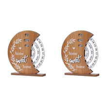 2X Wooden Calendar Home Porch Decoration Office Desktop Decoration Manual Rotating Desk Calendar Sweet House A