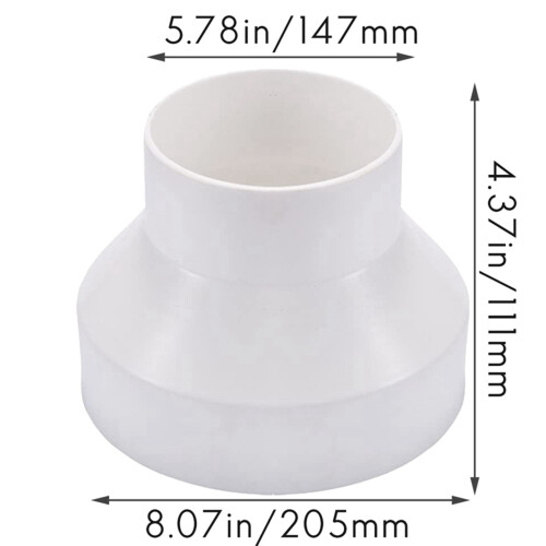 2X Ventilation Pipe Reducer Adapter Pipe Air Duct Adapter Pipe Connector for Inline Ventilation System(200-150mm) 2