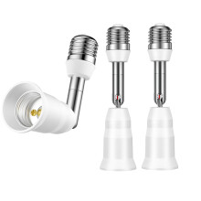 E26 E27 Light Socket Extender 4.5 Inch Adjustable 360 Rotation Flexible Bulb Adapter 3 Pack