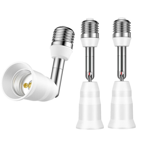 E26 E27 Light Socket Extender 4.5 Inch Adjustable 360 Rotation Flexible Bulb Adapter 3 Pack