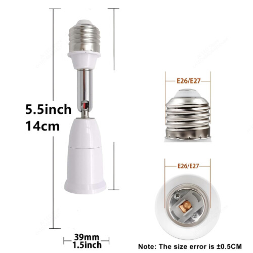 E26 E27 Light Socket Extender 4.5 Inch Adjustable 360 Rotation Flexible Bulb Adapter 3 Pack 1