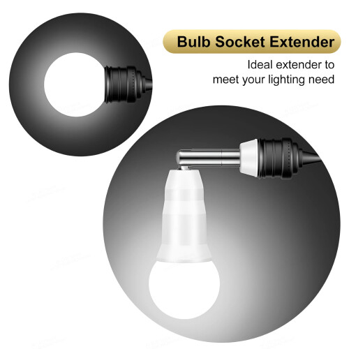 E26 E27 Light Socket Extender 4.5 Inch Adjustable 360 Rotation Flexible Bulb Adapter 3 Pack 2