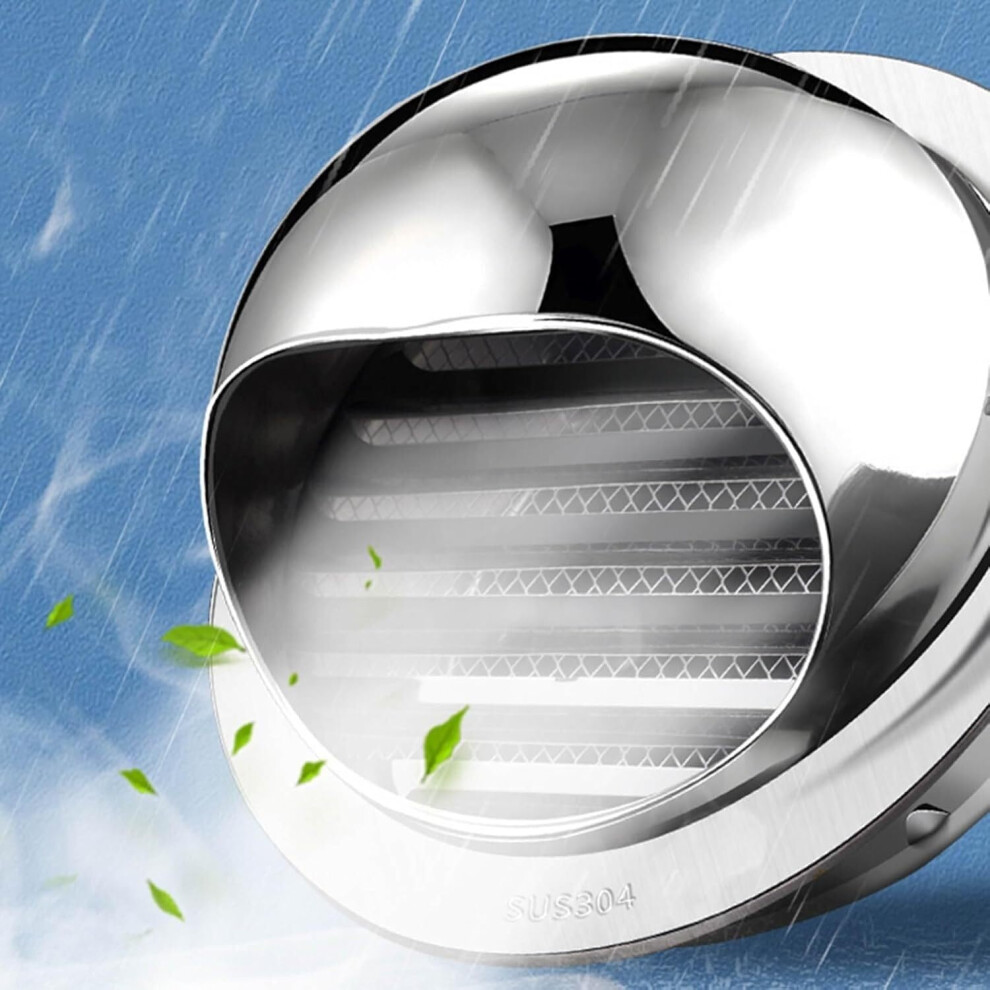 304 Stainless Steel Wall Vent Cover 170Mm Weatherproof Exhaust Grille With Insect Mesh For Bathroom Exterior 9073542163411