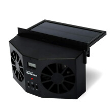 Solar Powered Car Ventilation Fan with Speed Dual Fans, Odor Extraction Design, Black