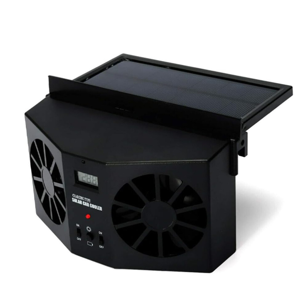 Solar Powered Car Ventilation Fan With Speed Dual Fans, Odor Extraction Design, Black 9771547016427