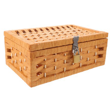 Padlock Ready Woven Storage Bin with Lid Private Keepsake Box