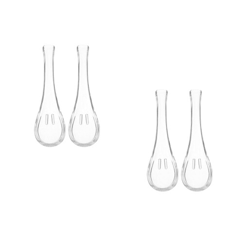 4Pcs Transparent Glass Soup Spoons Stylish Kitchen Accessories
