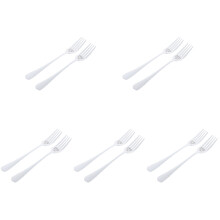 10Pcs Silver Stainless Steel Dinner Forks for Home Elegant Food Forks