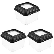 3Pcs Clear Black Reptile Habitat Box for Pet Breeding and Feeding