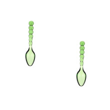 2Pcs Green Glass Kitchen Spoons for Salt Sugar Coffee and Cold Drinks