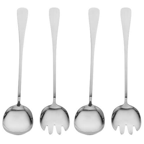 2Sets Ergonomic Large Metal Serving Spoons and Buffet Fork Utensils