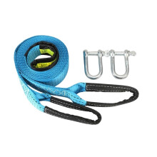 8 Ton Heavy Duty Tow Strap with U Shaped Steel Hooks Reflective Nylon Car Tow Rope for SUV Truck