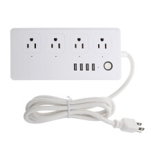 Strip 4 Sockets USB Ports Home Use White ABS