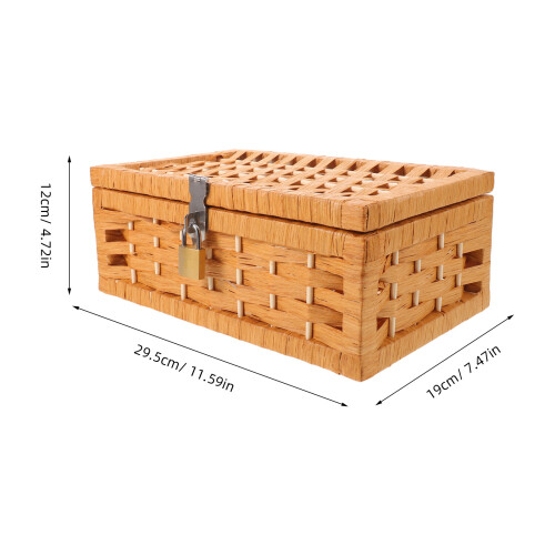 Padlock Ready Woven Storage Bin with Lid Private Keepsake Box 1