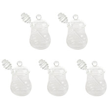 5X Transparent Glass Honey Jar with Lid Honey Jar with Dipper, Clear, 9 Ounces