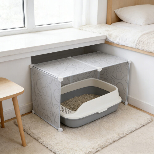 1Set Transparent DIY Cat Litter Box Enclosure Splash Guard PP Plastic 2