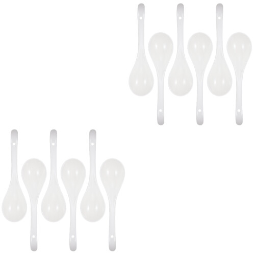 12Pcs White Ceramic Food Spoons Elegant Design for Home Kitchen Dining 1