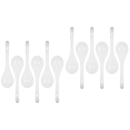 12Pcs White Ceramic Food Spoons Elegant Design for Home Kitchen Dining 2