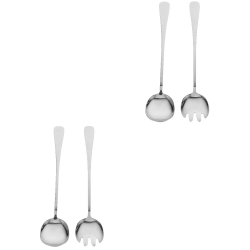 2Sets Ergonomic Large Metal Serving Spoons and Buffet Fork Utensils 1