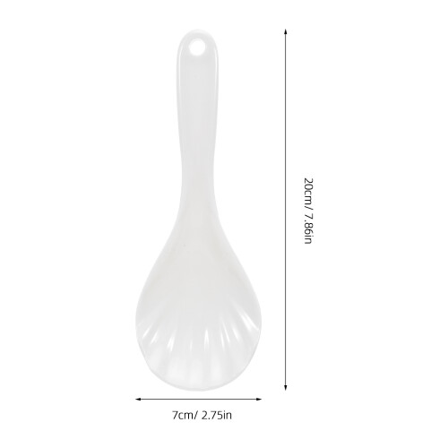 White Nonstick Reusable Reusable Plastic Rice Paddle with Handle for Kitchen Serving 1