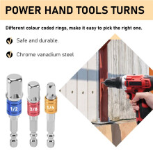 3 pz Socket Adapter Impact Set Hex Shank a 1/4 3/8 1/2 pollici Colorful Extension Converter Impact Drill Bits Driver Power Hand Tools Trasforma Power