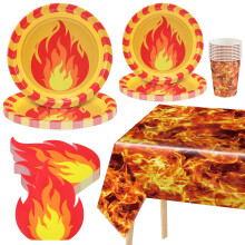 Firefighter Party Supplies 101 Pcs Disposable Tableware Set with Plates Cups Napkins for Kids Birthday Decorations