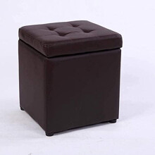 Brown Storage Ottoman Faux Leather Footstool with Multifunctional Storage for Living Room or Bedroom 30x30x35cm